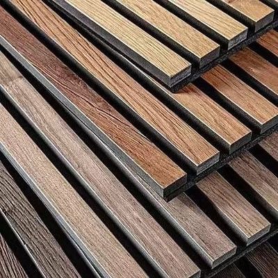 21mm Wooden Slat Acoustic Panel With PET And Veneer Akupanel For Office Home