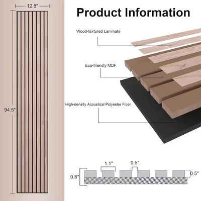 21mm Wooden Slat Acoustic Panel With PET And Veneer Akupanel For Office Home