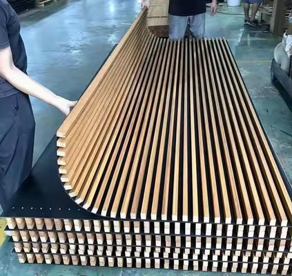 11mm / 13mm Flexible Curved Wood Slat Acoustic Panels For Restaurant Hall Wall