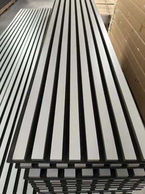 Acoustic Wood Panel Wall PVC Veneer  MDF PET Soundproof Slatted Laminated for Living Room Hall and Studio