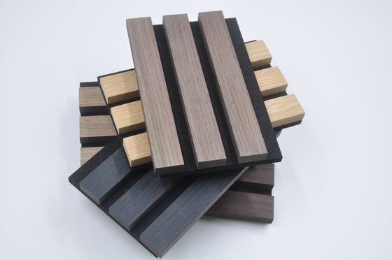 Modern Acoustic Wood Veneer Panel Akupanel PET Soundproofing For Hotel
