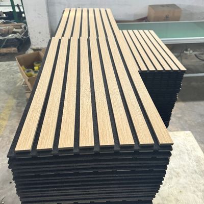 Eco Friendly Wood Acoustic Slat Wall Panel Polyester PET Board PVC Or Melamine Veneer