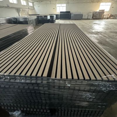 4 Pieces Wood Slat Acoustic Panels Stylish Decor Noise Reduction 3D Textured Panel For Ceiling And Wall