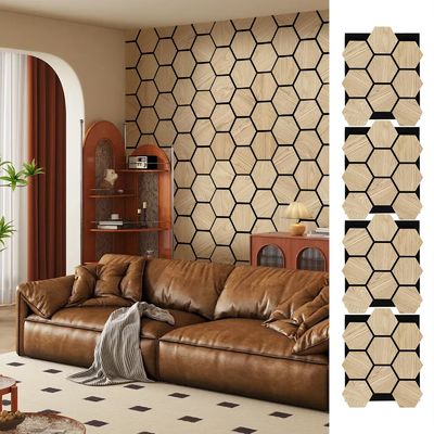 Raw Wood Color PVC Veneer Hexagon Sound Proof Panels
