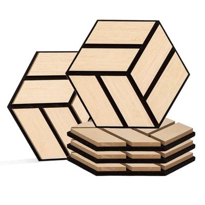 Hexagon Acoustic Wood Slat Panels PET Hexagon Wall Panel