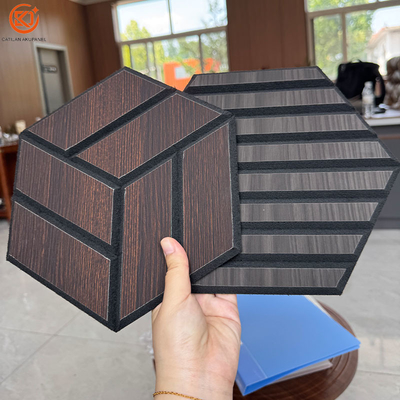 PVC wood-grain veneer V-shaped grooved hexagonal sound-absorbing wall panel