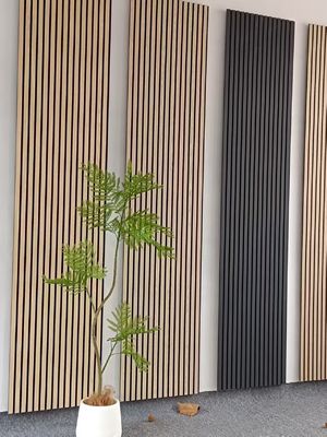 Wood Sound Absorbing Slatted Wall Panels PET Felt MDF Core Office Home Decoration