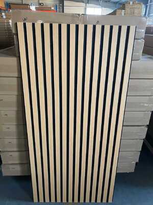 Acoustic Wood Slat Panels Custom Slat Spacing NRC>0.85 for Boutique Offices Statement Home Walls Easy DIY Install